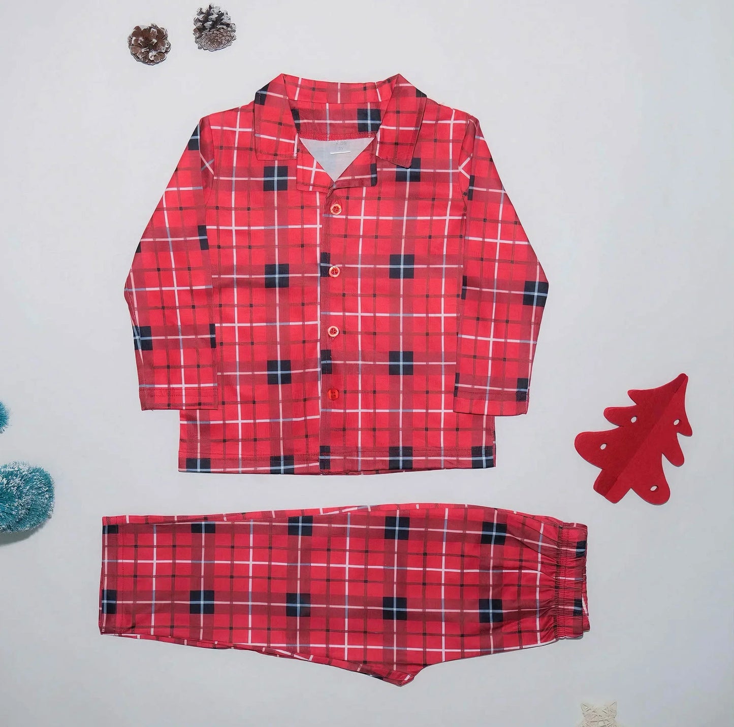 New Year's Clothes for Family Matching Christmas Pajamas Set Plaid Print Shirt+Trousers 2 Pieces Suit Baby&Dog Romper Xmas Look