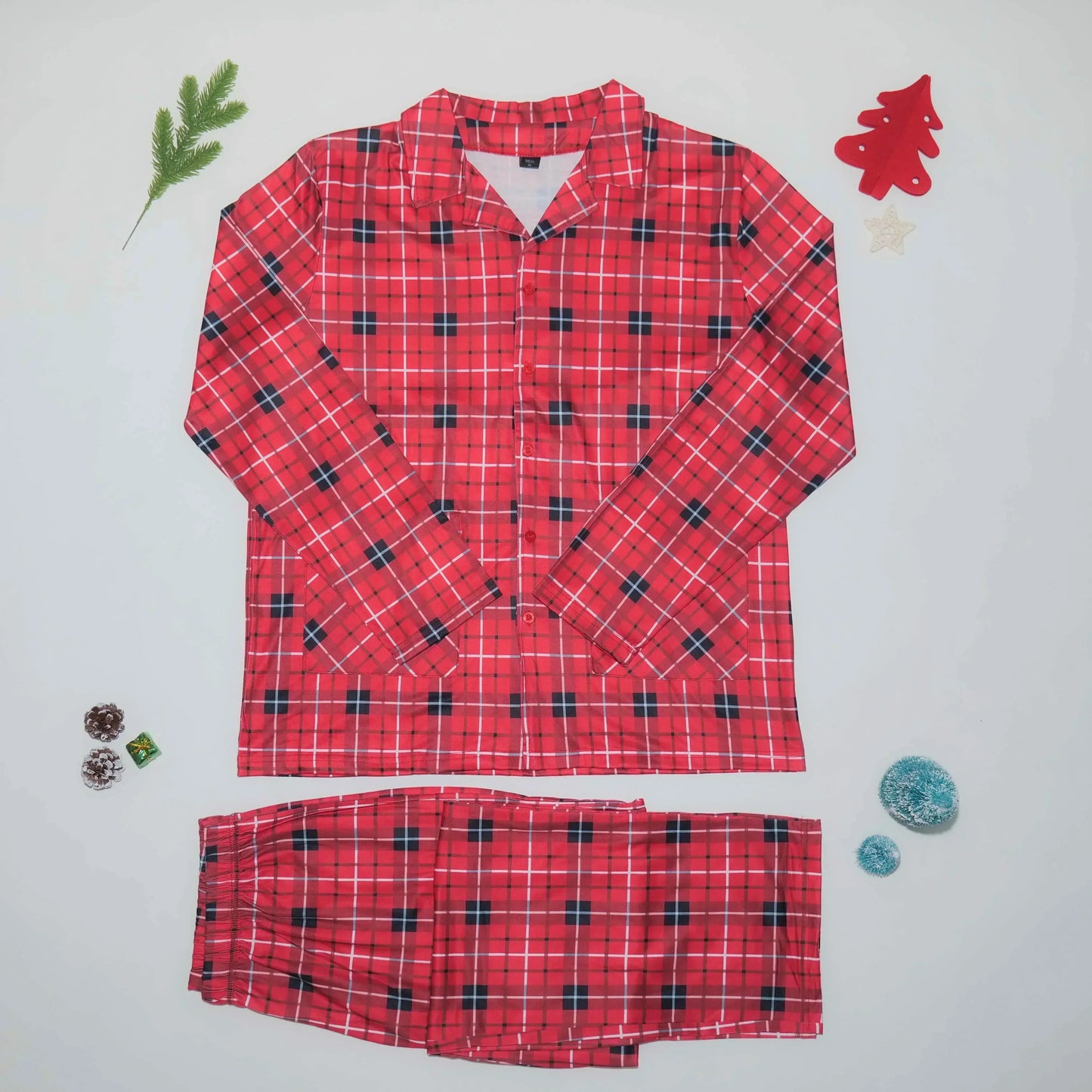 New Year's Clothes for Family Matching Christmas Pajamas Set Plaid Print Shirt+Trousers 2 Pieces Suit Baby&Dog Romper Xmas Look