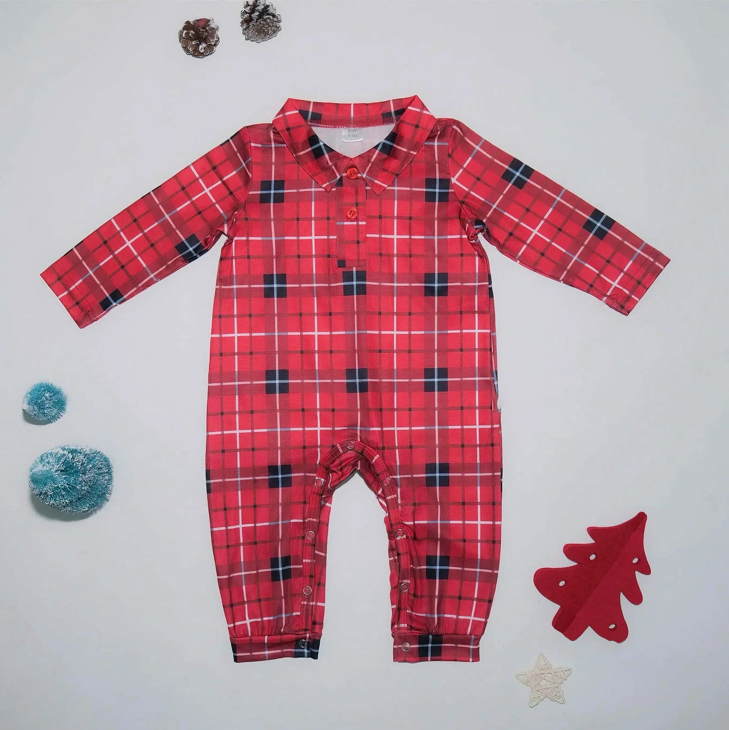 New Year's Clothes for Family Matching Christmas Pajamas Set Plaid Print Shirt+Trousers 2 Pieces Suit Baby&Dog Romper Xmas Look